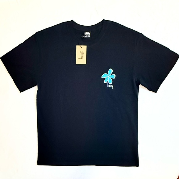 NWT Stüssy Flower Tee SS22 Release Black Mens Medium - Picture 2 of 7